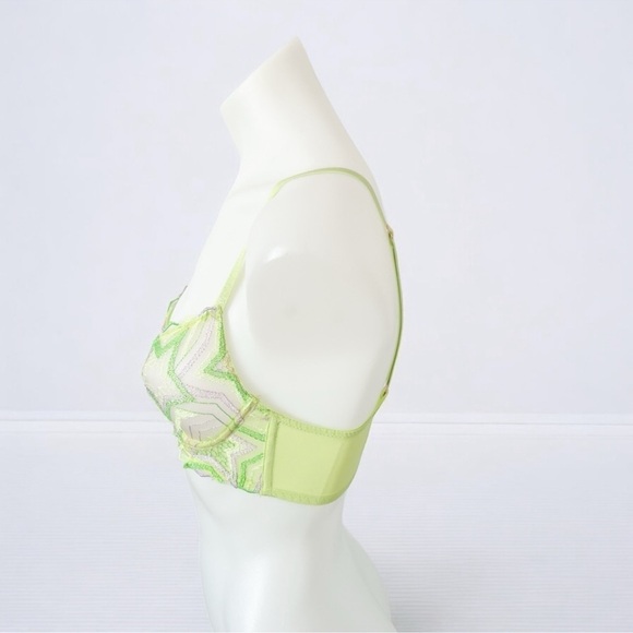 Savage X Fenty Lace Bra Lime Green Embroidered – Size 32C - Picture 6 of 10
